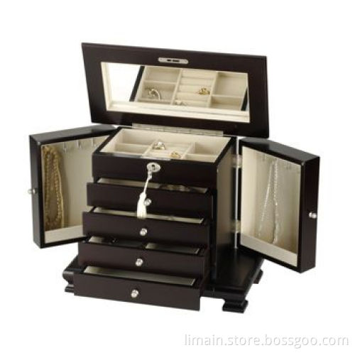 MDF Jewelry Box, 2 Swing Out Arms with Numerous Necklace Hooks